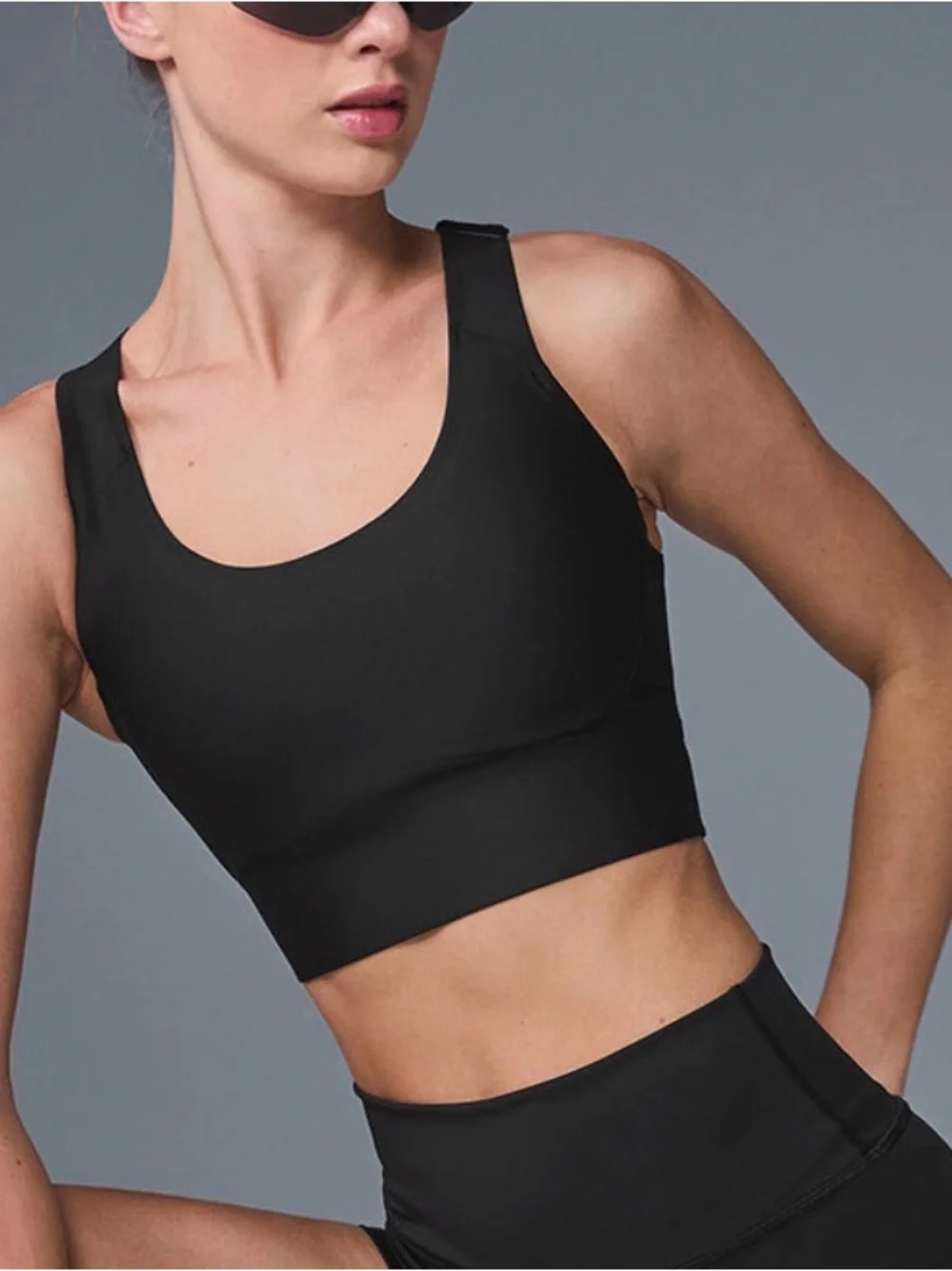 ALO Yoga Women's Black Mesh Back High-Support Sports Bra
